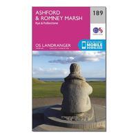 Landranger 189 Ashford & Romney Marsh, Rye & Folkestone Map With Digital Version