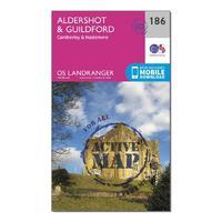 landranger active 186 aldershot guildford camberley haslemere map with ...