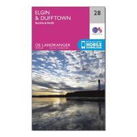 Landranger 28 Elgin, Dufftown, Buckie & Keith Map With Digital Version