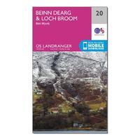 Landranger 20 Beinn Dearg & Loch Broom, Ben Wyvis Map With Digital Version