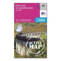 Landranger Active 40 Mallaig & Glenfinnan, Loch Shiel Map With Digital Version