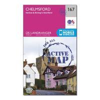 Landranger Active 167 Chelmsford, Harlow & Bishop\'s Stortford Map With Digital Version