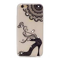 Lace Printing High Heels Pattern TPU Material Rhinestone Glow in the Dark Soft Phone Case for iPhone 7 7Plus 6S Plus 6 5 SE