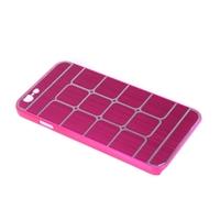 Lattice Grid Protective Brushed Aluminum Hard Back Case Cover Skin for Apple iPhone 6 Rose Red