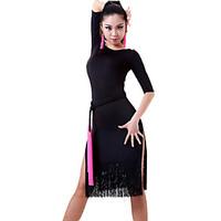 Latin Dance DressesSkirts Women\'s Performance Chinlon Tassel(s) 1 Piece(Not With Waist Belt) Black