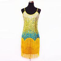 Latin Dance Dresses Women\'s Performance Polyester / Sequined Sequins / Tassel(s) 1 Piece 5 Colors