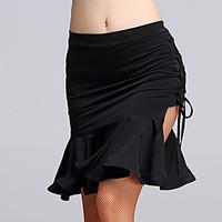 Latin Dance Bottoms Women\'s Performance Milk Fiber Ruched 2 Pieces Sleeveless Natural Skirt Shorts