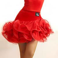 Latin Dance Tutus Skirts Women\'s Performance Tulle Velvet Ruched 1 Piece Natural Skirt