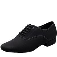 Latin Men\'s Dance Shoes Heels Canvas Low Heel Black