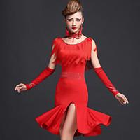 Latin Dance Dresses Women\'s Performance Spandex Viscose Tassel(s) 2 Pieces Dress Shorts
