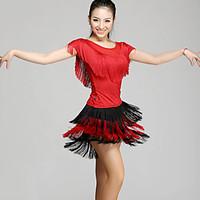 latin dance outfits womens performance chinlon tassels 2 pieces latin  ...