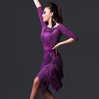 Latin Dance Dresses Women\'s Performance Chinlon Tassel(s) 2 Pieces Dress Shorts
