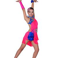Latin Dance Outfits Children\'s Performance Spandex Tassel(s) 6 Pieces 8 Colors