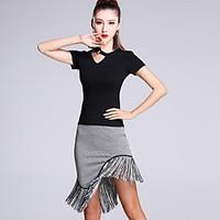 latin dance outfits womens performance modal tassels 2 pieces short sl ...
