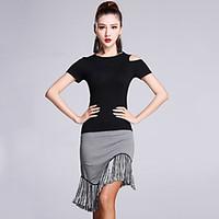 latin dance outfits womens performance modal tassels 2 pieces short sl ...