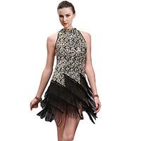 Latin Dance Dresses Women\'s Performance Cotton Spandex Tassel(s) 1 Piece Sleeveless Dress