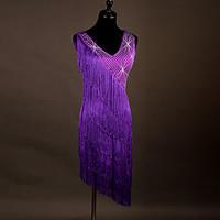 Latin Dance Dresses Women\'s Performance Spandex Organza Crystals/Rhinestones 1 Piece Sleeveless Dresses