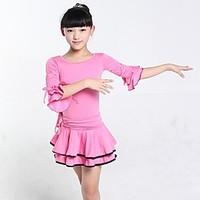 latin dance dresses kids performance polyester 1 piece half sleeve dre ...