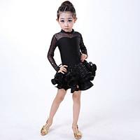 latin dance dresses kids performance cotton 2 pieces long sleeve dress ...