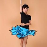latin dance outfits kids polyster 2 pieces short sleeve natural skirts ...