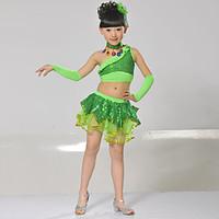 latin dance outfits kids cotton sequin 6 pieces sleeveless dropped ski ...