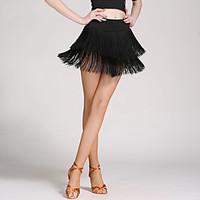 Latin Dance Tutus Skirts Women\'s Training Crystal Cotton Tulle Tassel 1 Piece Dropped Skirts