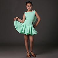 Latin Dance Dresses Children\'s Training Lycra Draped 1 Piece Fuchsia / Light Green