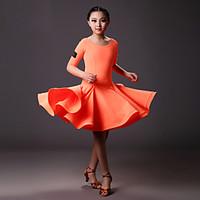 Latin Dance Dresses Children\'s Training Lycra Draped 1 Piece Half Sleeve Natural Dress