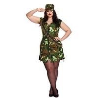 Ladies Sexy Army Girl Military Fancy Dress Plus Size Soldier Cap & Dress Costume