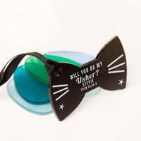 Laser Engraved Will You Be My Usher Acrylic Bow Tie