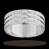 ladies three row sparkling cut ring in 18 carat white gold ring size v