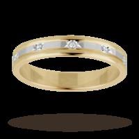 Ladies wedding ring in 18 carat white and yellow gold - Ring Size H