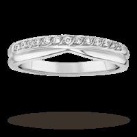 Ladies Diamond Set Shaped Wedding Ring in 18 Carat White Gold - Ring Size J.5