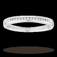 ladies diamond set 2mm wedding ring in 18 carat white gold