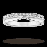 Ladies 0.09 total carat weight diamond wedding ring in 9 carat white gold.