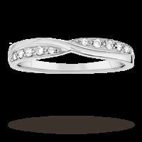 Ladies 0.09 total carat weight diamond set kiss wedding ring in 9 carat white gold