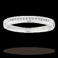 Ladies diamond set 2mm wedding ring in 18 carat white gold - Ring Size I