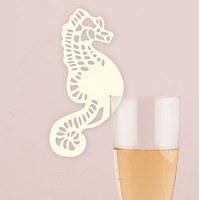 Laser Expressions Seahorse Laser Cut Glass Card - Ivory