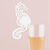 Laser Expressions Seahorse Laser Cut Glass Card - White