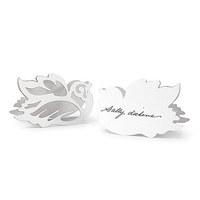 Laser Expressions Love Bird Damask Folded Place Card - White