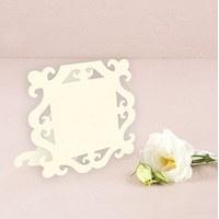 laser expressions square baroque frame folded place card ivory