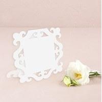 Laser Expressions Square Baroque Frame Folded Place Card - White