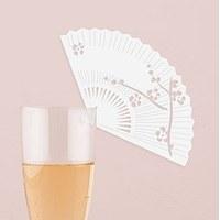 Laser Expressions Cherry Blossom Fan Laser Cut Glass Card - White