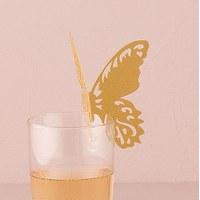 Laser Expressions Butterfly Laser Cut Glass Card Shimmer Paper - Vintage Gold