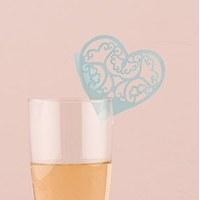 Laser Expressions Double Heart Filigree Laser Cut Glass Card Standard Paper - Pastel Pink
