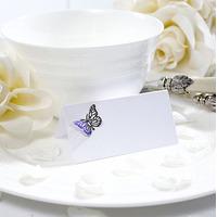lasercut butterfly decorated place card pack burgundy