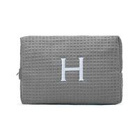 Large Cotton Waffle Cosmetic Bag - Gray