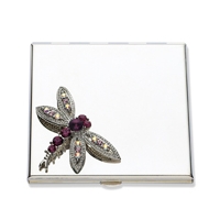 Lauren Lee Amethyst Crystal Dragonfly Square Mirror Compact