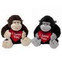 Large Super Soft Plush Gorilla Teddy With I Love You Heart 17.5\