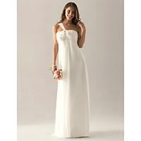 LAN TING BRIDE Floor-length Chiffon Bridesmaid Dress - Sheath / Column One Shoulder Plus Size / Petite